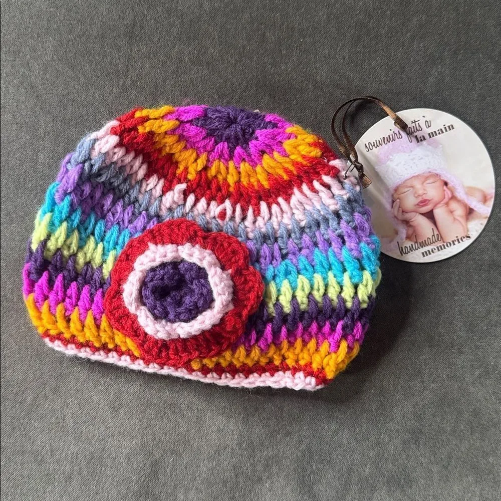 Daisy Baby Girls Infant Beanie Hat Bailey Multicolor Photography 6-12 months NWT